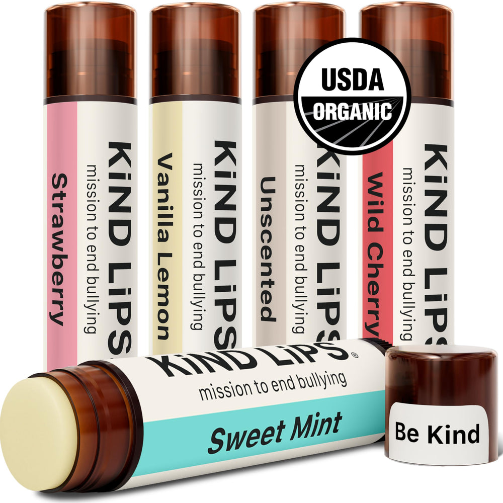 Kind Lips Sweet Mint balm tube delivers refreshing hydration for smooth lips.