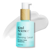 Kind Science firming face serum bottle highlights anti-aging care for firmer skin.