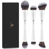KINGMAS 3-Piece Foundation Brush Set double-ended kabuki for precise foundation blending
