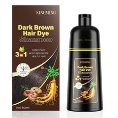 KINGMING dark brown 3-in-1 shampoo bottle for at-home color application