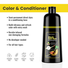 Kingming Gray hair coverage result highlights a natural-looking black shade after use.