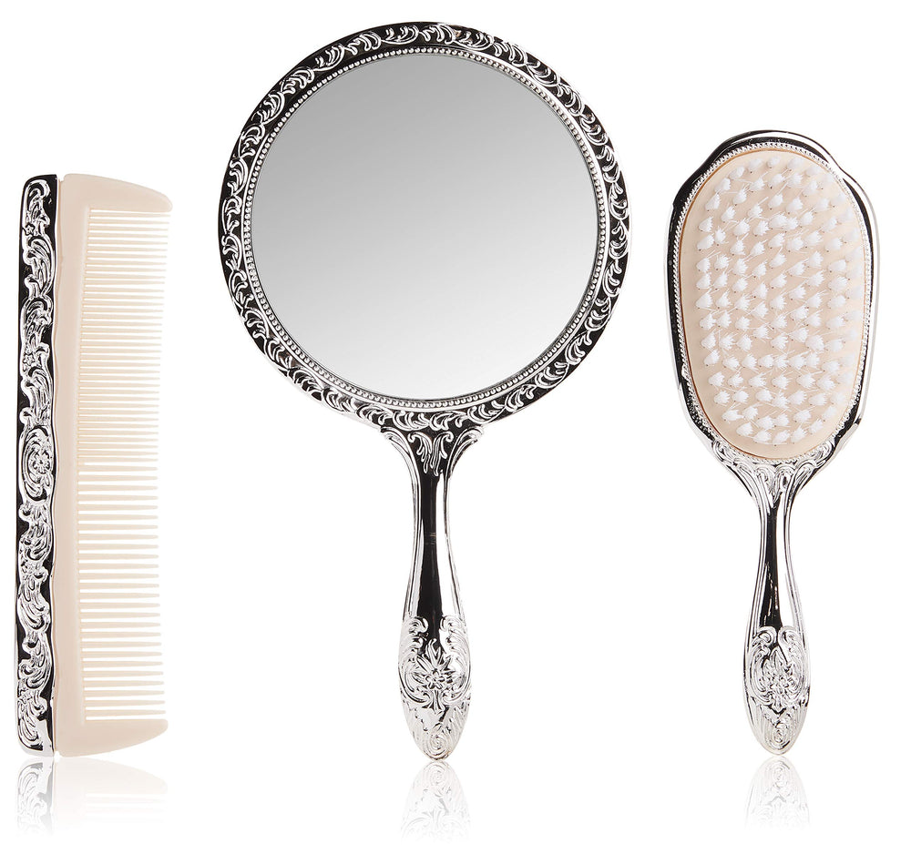 Kingsley vanity set brush with shiny chrome finish for daily styling.