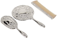 Kingsley vanity set mirror shows 5-inch chrome mirror for easy prep.