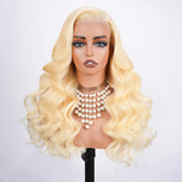 KingSup 613 lace front wig with body wave, 30in blonde, ideal for daily styling.