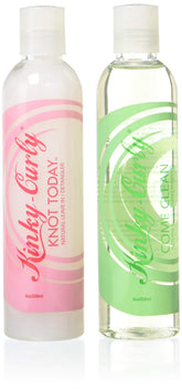 Kinky Curly Knot Today bottle demonstrates easy detangling and curl shaping