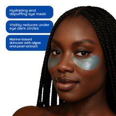 KINPUR blue eye patches depuff with caffeine for refreshed eyes.