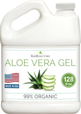 KinRose Care Aloe Vera Gel bottle front shows pure, unscented hydration for skin and hair.