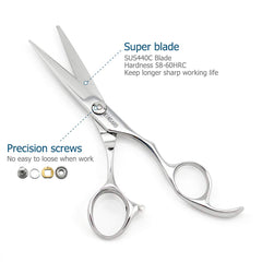 KINSARO 5.5-inch barber scissors polished-metal finish signals durability for daily use.