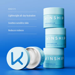 Kinship Supermello face close-up with natural healthy glow.