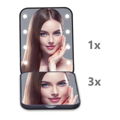 Kintion pocket mirror 180-degree hinge for easy handheld use.