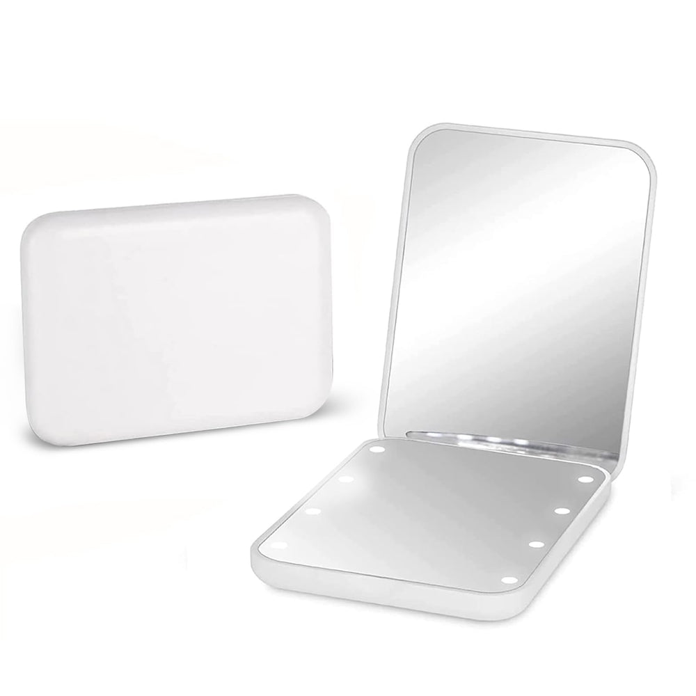 Kintion pocket mirror with 1x/3x magnification and LED light for precise makeup.