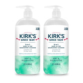 Kirk's 3-in-1 cleanser bottle front in a 2-pack for daily family cleansing