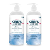 Kirks 3-in-1 head-to-toe bottle pump demonstrates convenient cleansing for the whole family.