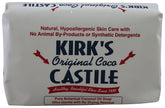 Kirk's Castile Original Coco soap bar close-up, gentle cleansing for sensitive skin.