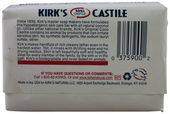 Kirk's Castile Coco soap 12-pack display, vegan formula for everyday cleansing.