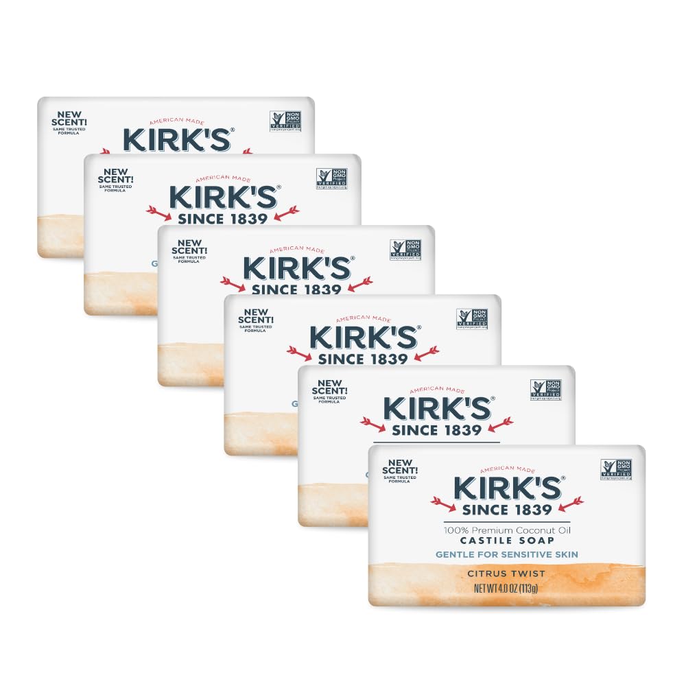Kirk's Castile Citrus Twist bar—coconut oil cleansing for sensitive skin.