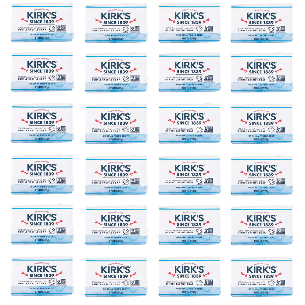 Kirks Original Coco Castile soap 24-pack unwrapped bars for daily cleansing