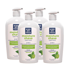 Kiss My Face Moisture Shave Cream bottle pump shows easy, hydrated shaving for face and body