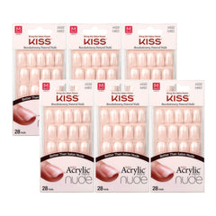 KISS Salon Acrylic Nude French nails front view for natural, seamless fit.