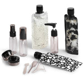 Kitsch 11-piece travel bottle spray 30ml in black and ivory, TSA-friendly and leak-proof for on-the-go fragrance.