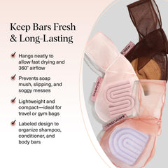 Kitsch Bar Soap Saver Bag 360-airflow accelerates bar drying for less soggy residue