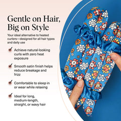 Curling rod and satin scrunchies ready for smooth, frizz-free curls.