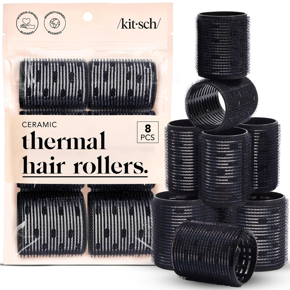 Kitsch Ceramic Thermal Hair Rollers packaging displays the eight-piece set for storage