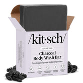 Kitsch charcoal soap bar packaging highlights sustainable design for everyday cleansing.