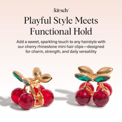 Kitsch Cherry clip with electroplated springs delivering a secure hold for updos.