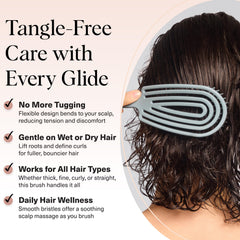 Kitsch Detangler Brush with ultra-smooth bristles for comfortable scalp massage during detangling.