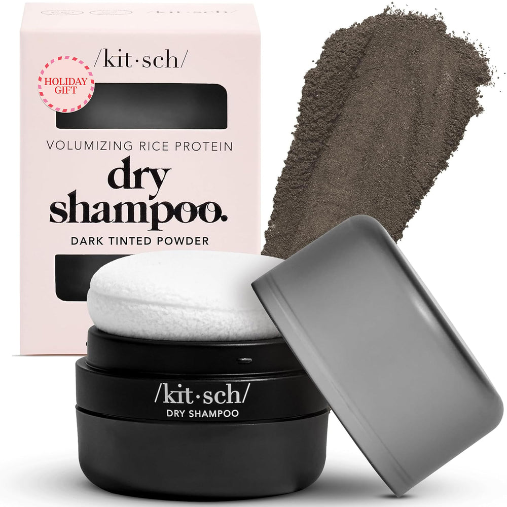 Kitsch dry shampoo powder with built-in puff refreshing roots on the go