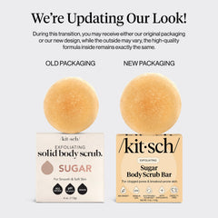 Kitsch Exfoliating Sugar Scrub Bar on wet hands for hydrating scrubbing.