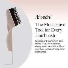 Kitsch hair brush cleaner tool double-sided design saves time removing knots and residue.