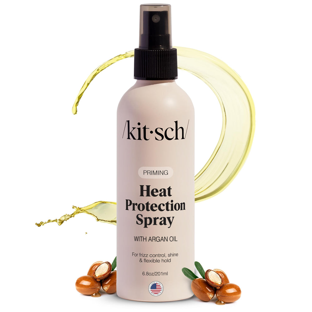 Kitsch Heat Protection Spray bottle ready for heat styling with shine.