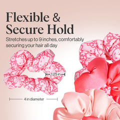 Kitsch Hello Kitty soft satin scrunchies protect hair from snagging.