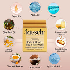 Kitsch Kojic Acid Soap turmeric swirls highlight natural glow and antioxidant support