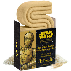 Kitsch Rice Water Protein Shampoo Bar with C-3PO design strengthens strands with galactic appeal.