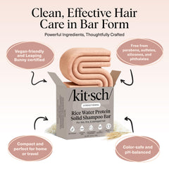 Kitsch Rice Water Shampoo Bar ingredients close-up featuring rice protein