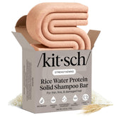 Kitsch Rice Water Shampoo Bar packaging highlights eco-friendly travel use