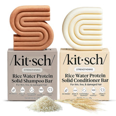 Kitsch rice water shampoo-bar close-up lather promotes hair growth potential.