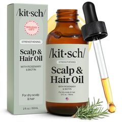 Kitsch rosemary oil bottle for hair growth nourishes scalp and pre-wash care for healthier roots.