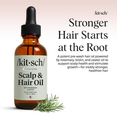Kitsch rosemary oil scalp-application showing pre-wash treatment for dry scalp.