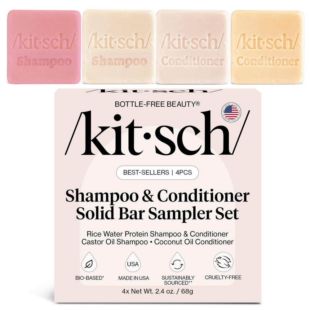 Kitsch rice water shampoo bar shows improved softness and shine for hair.