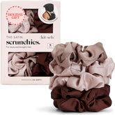 Kitsch satin scrunchies Cameo packaging; gift-ready presentation.