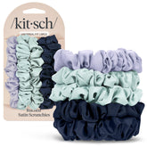 Kitsch Garden Bouquet satin scrunchies close-up showing crease-free hair hold.