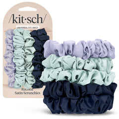 Kitsch Garden Bouquet satin scrunchies close-up showing crease-free hair hold.