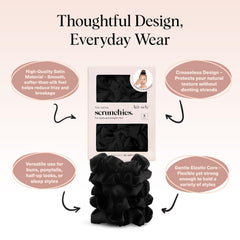 Kitsch satin scrunchies in hair illustrate frizz-free hold for overnight wear