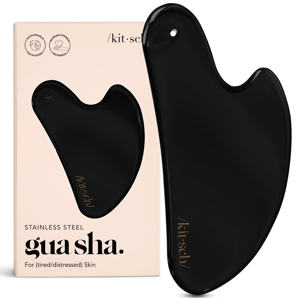 Kitsch stainless steel gua sha tool closeup showing durable design for daily use.