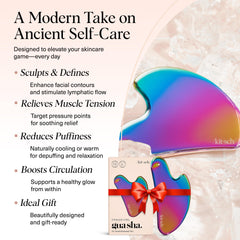 Kitsch stainless steel gua sha in action reveals soothing facial massage and lymphatic drainage potential