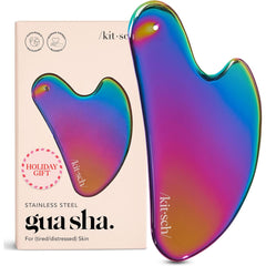 Kitsch stainless steel gua sha tool front view showcases durable design for daily facial massage